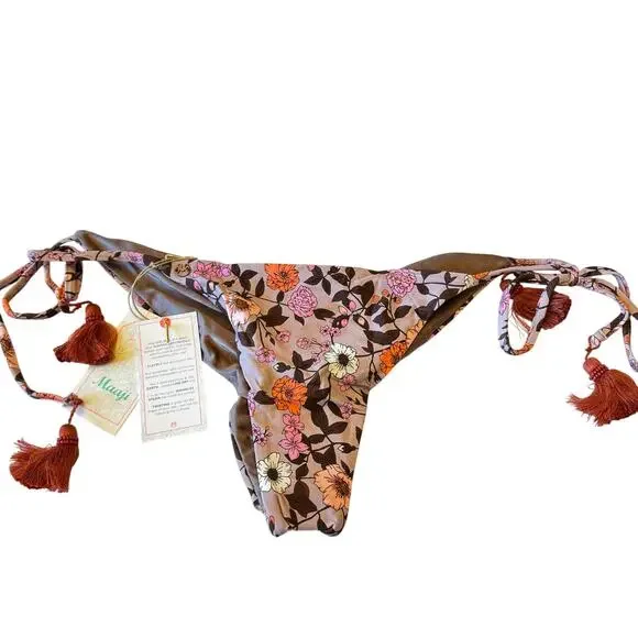 Maaji Ditsy Sunny Tie Side Bikini Bottom Floral Women Large NWT - Picture 2 of 8
